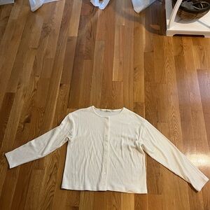NTW Madewell cream button up ripped long sleeve top